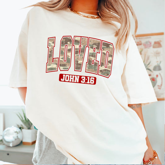Camo John 3:16 Valentine’s Day Comfort Color Graphic Tee