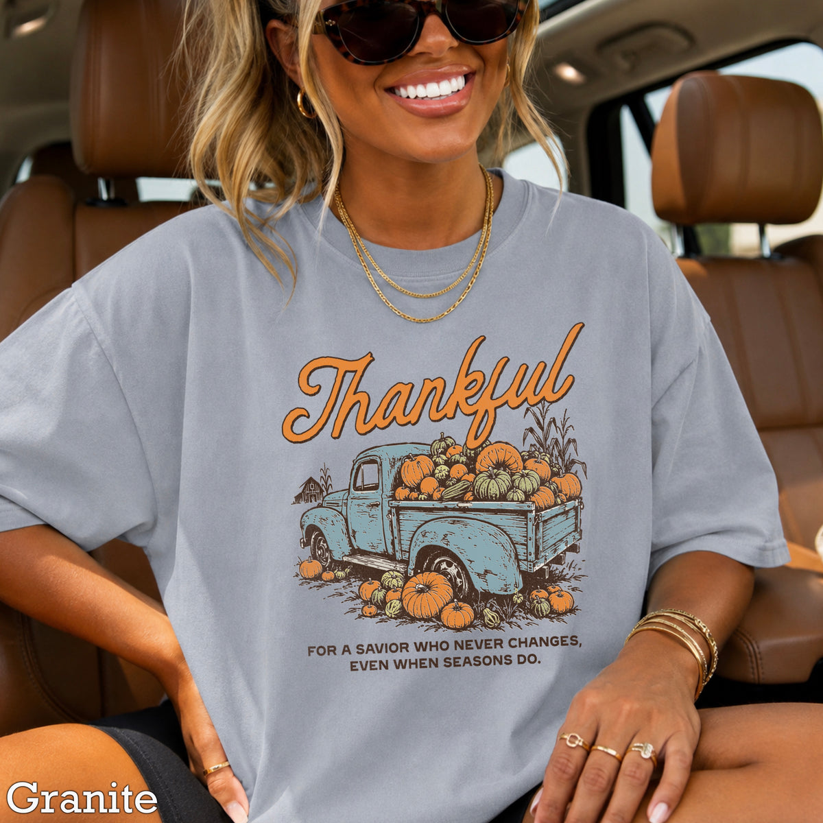 Thankful For A Savior Comfort Color Graphic Tee