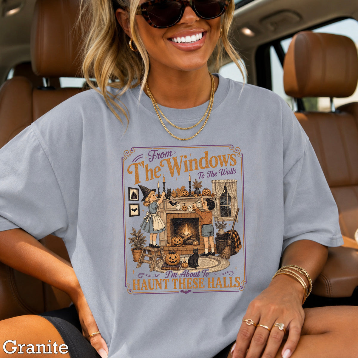 From The Windows To The Walls Halloween Comfort Color Graphic Tee