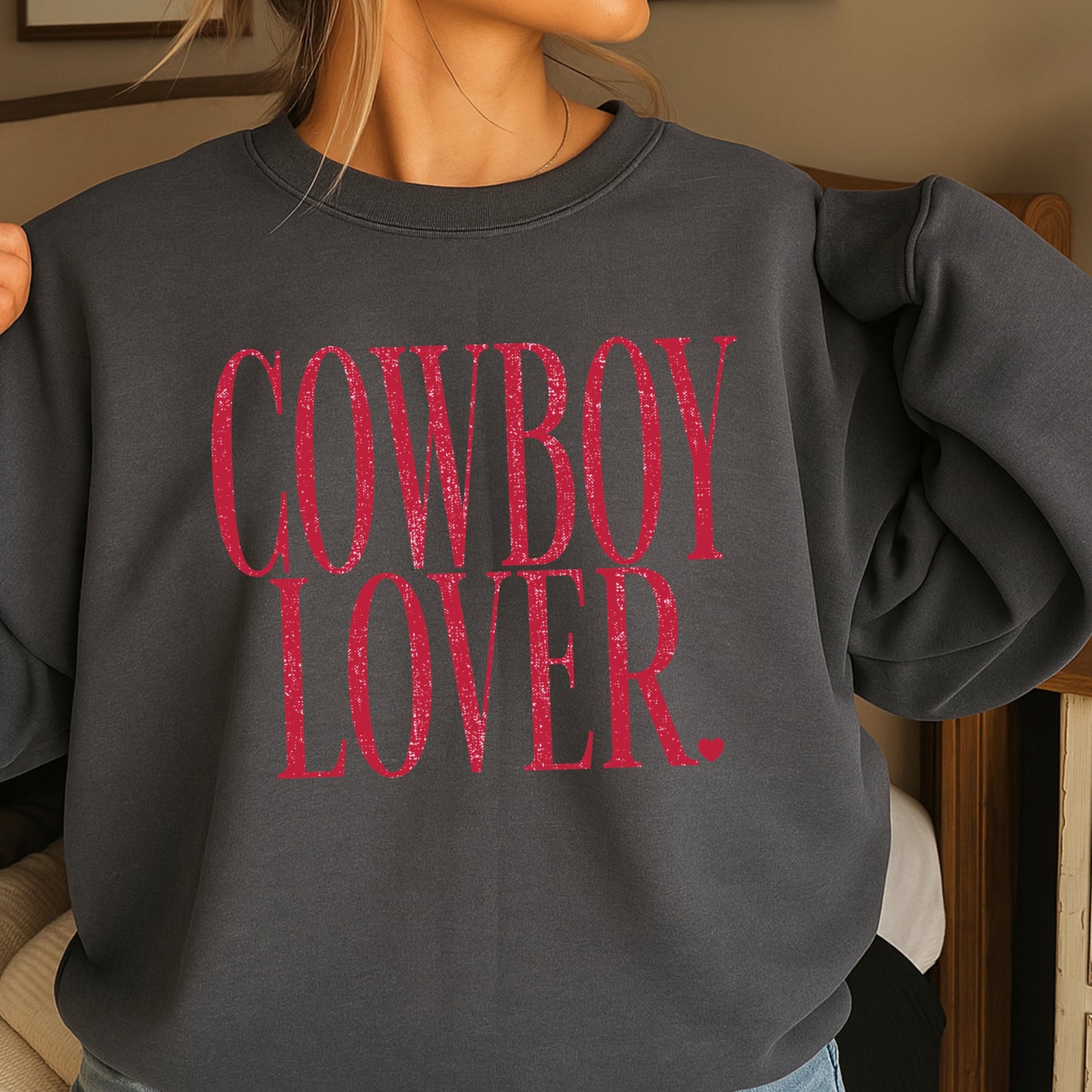 Cowboy Lover Valentine’s Day Crewneck Sweatshirt