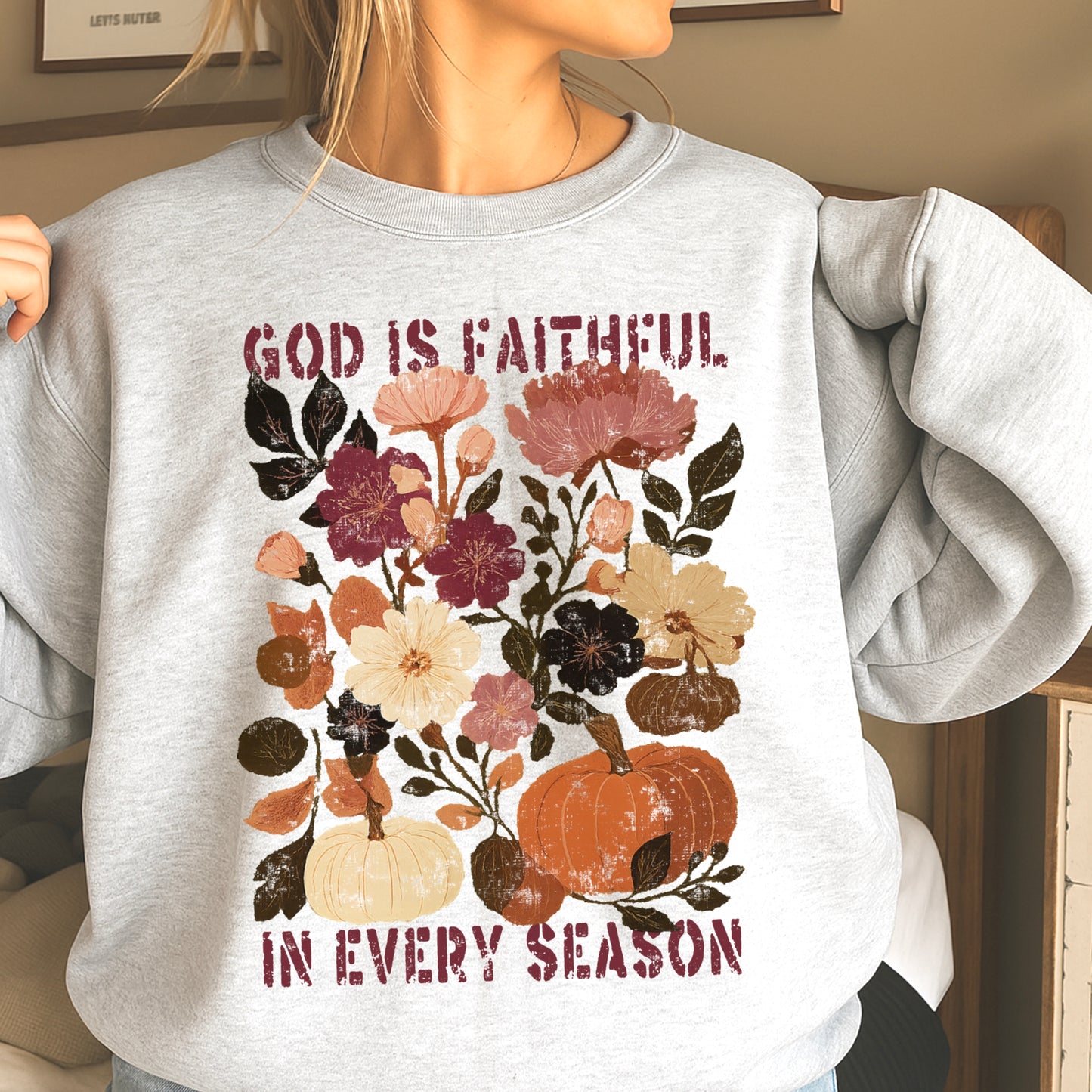 God Is Faithful In Every Season Plum Crewneck Sweatshirt