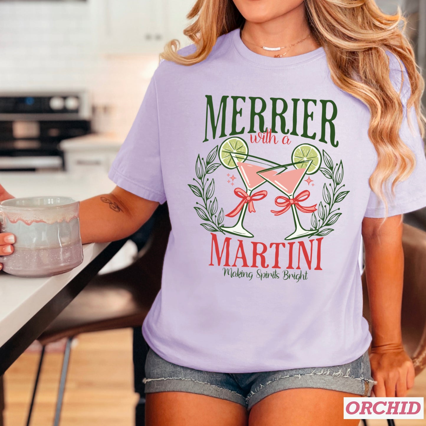 Merrier With A Martini  Comfort Color Graphic Tee