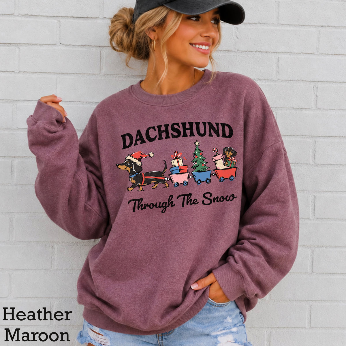 Dachshund Through the Snow Christmas Crewneck Sweatshirt