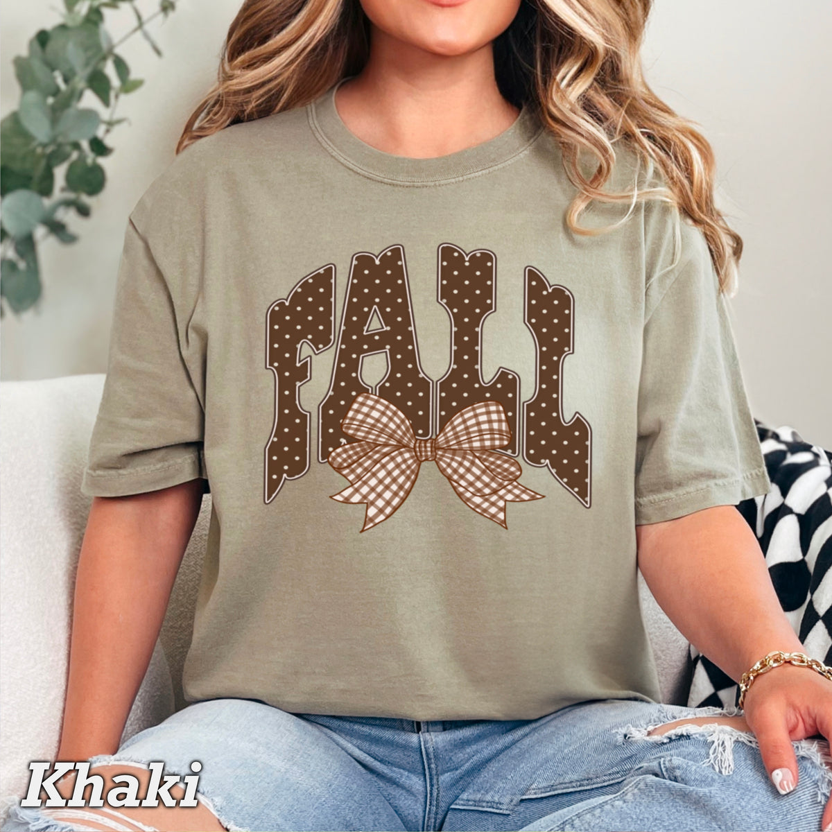 Fall Gingham Comfort Color Graphic Tee
