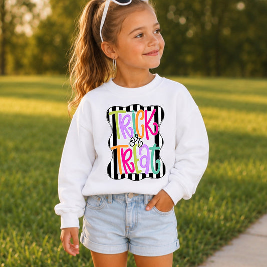 Trick Or Treat Halloween Youth Crewneck Sweatshirt