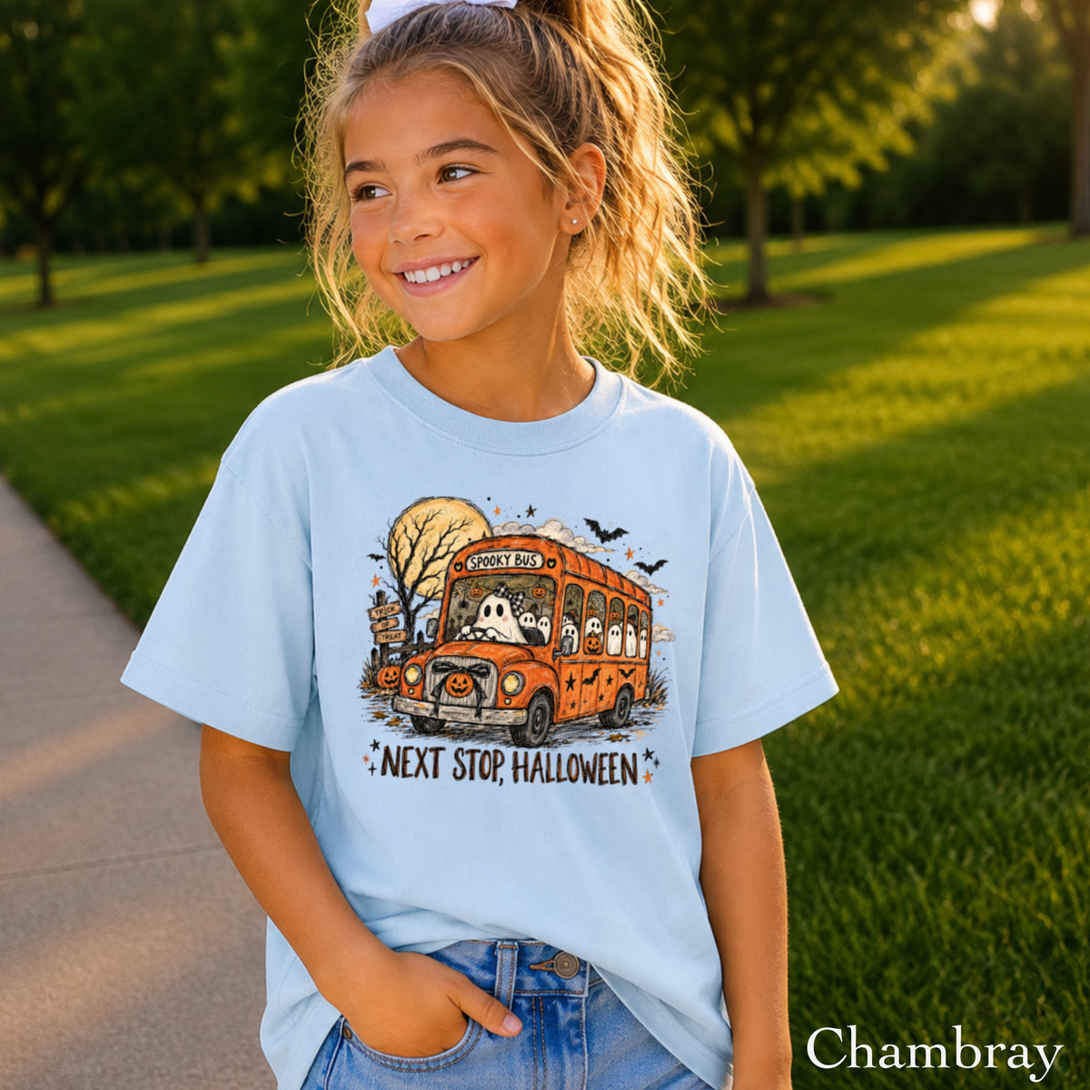 Next Stop Halloween Youth Comfort Color T-Shirt