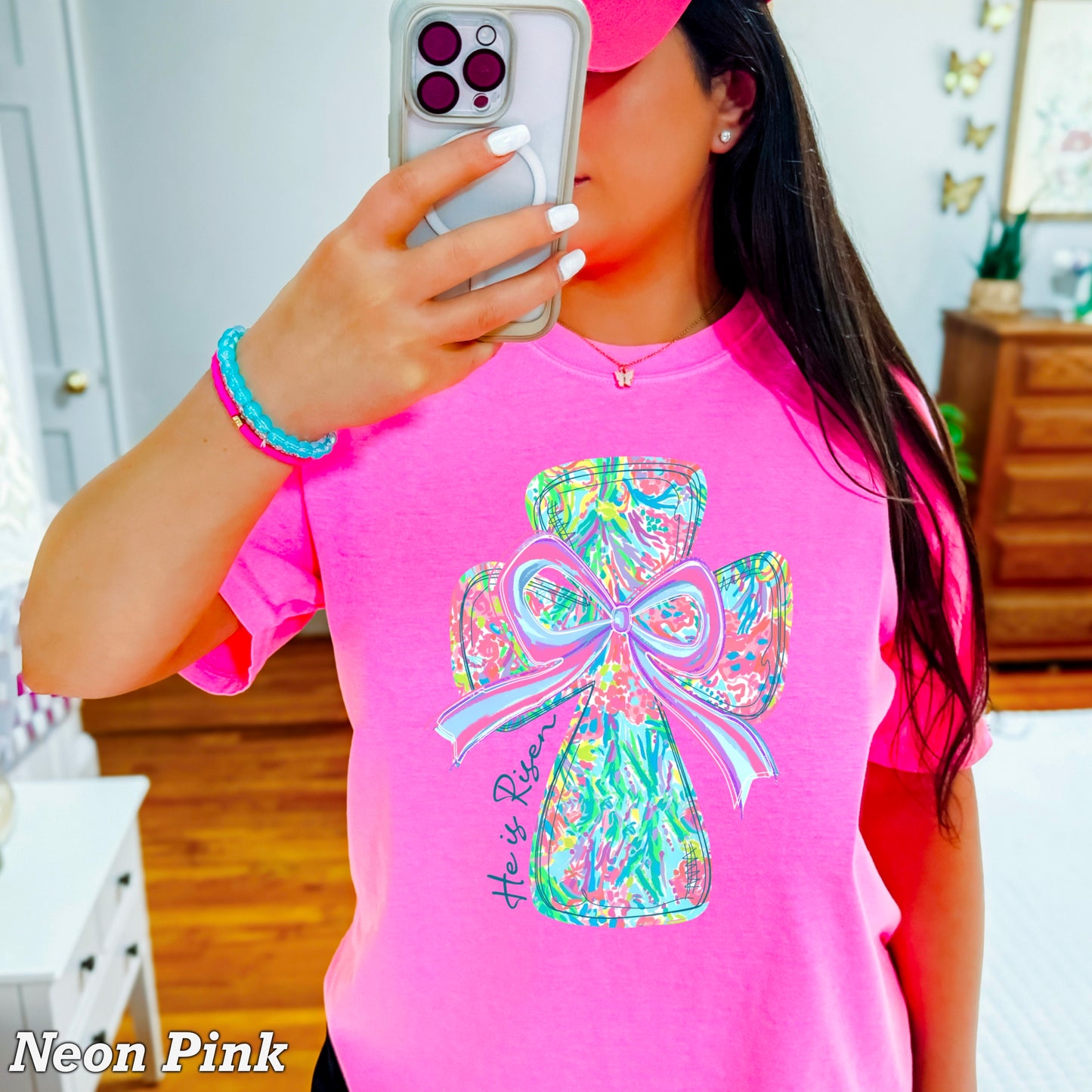 He Is Risen Cross Easter Comfort Color Graphic Tee