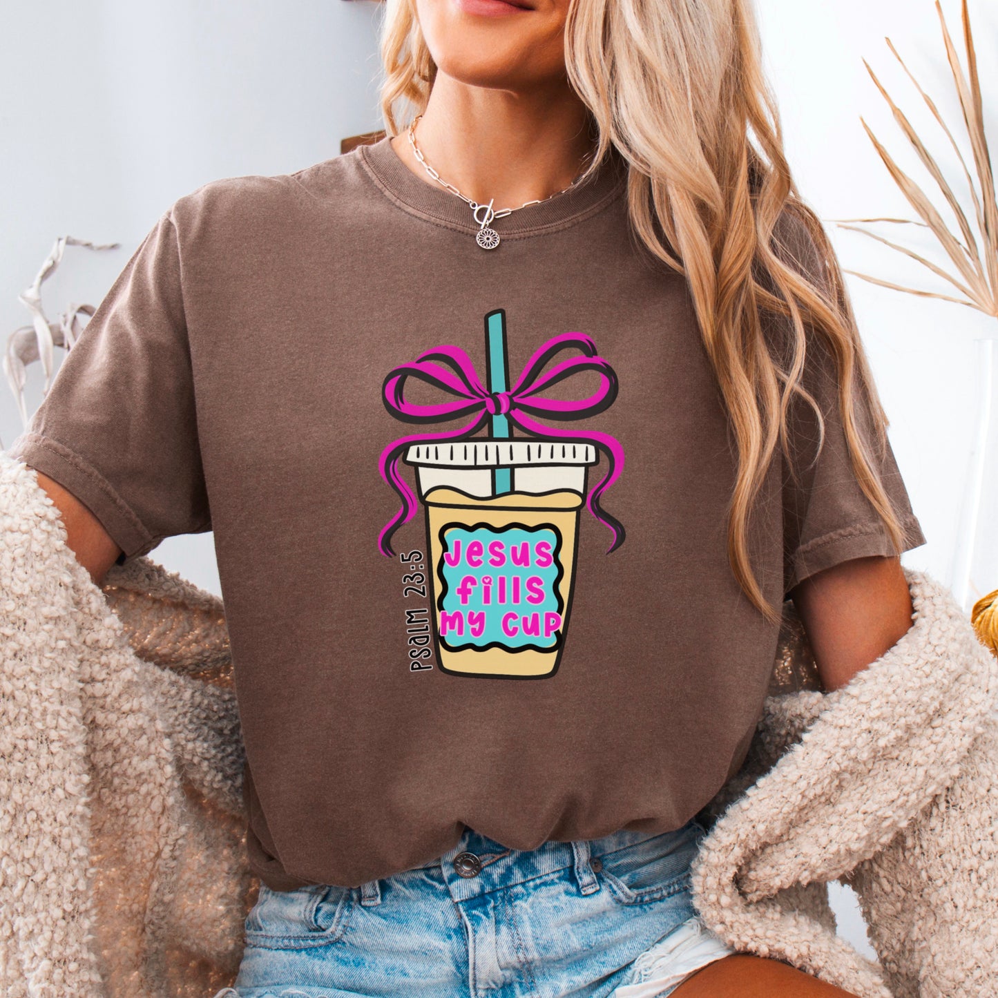 Jesus Fills Up My Cup Christian Comfort Color Graphic Tee