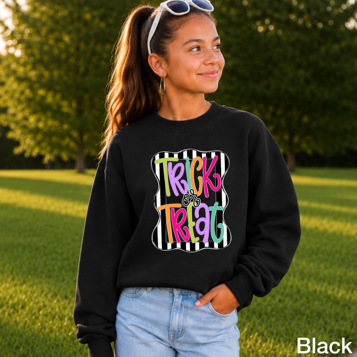 Trick Or Treat Halloween Youth Crewneck Sweatshirt