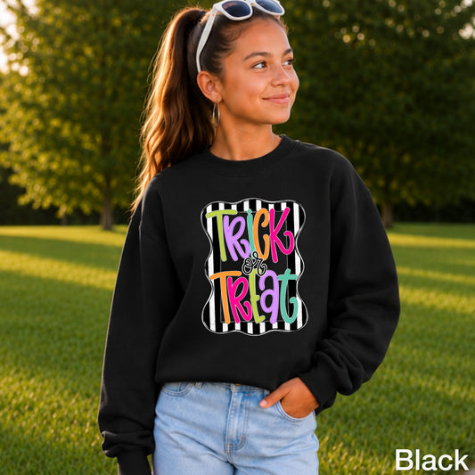 Trick Or Treat Halloween Youth Crewneck Sweatshirt