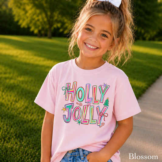 Holly Jolly Christmas Youth Comfort Color T-Shirt