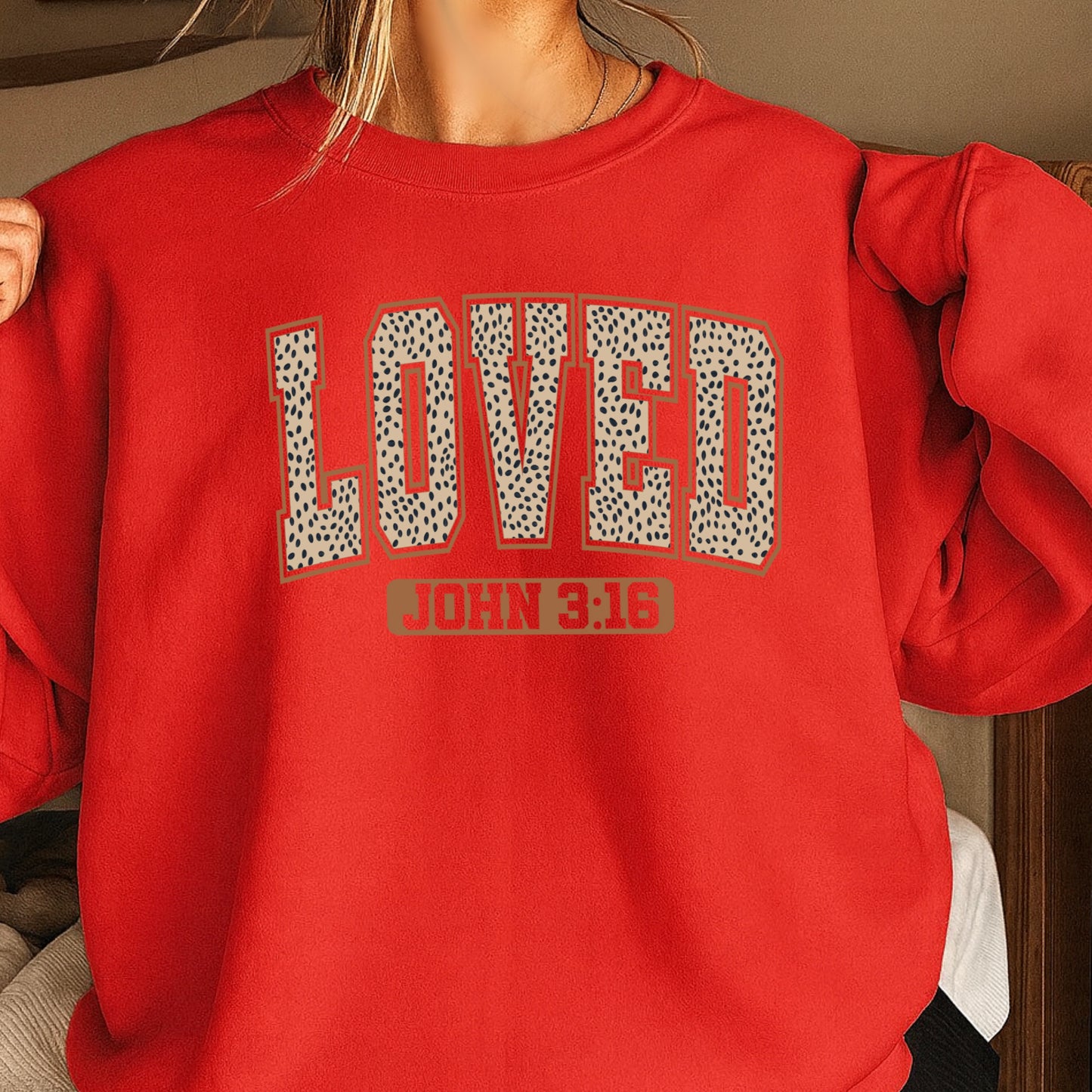 Loved John 3:16 Valentine’s Day Crewneck Sweatshirt
