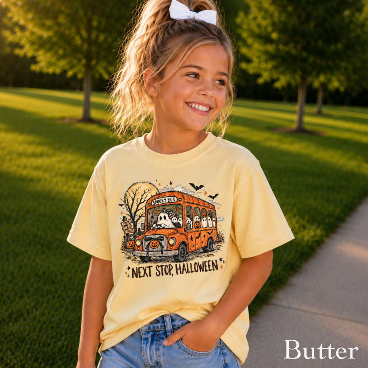 Next Stop Halloween Youth Comfort Color T-Shirt