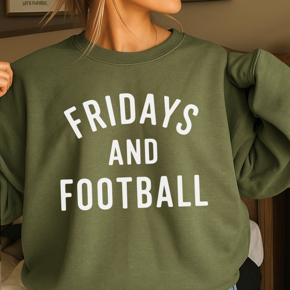 Fridays And Football Crewneck Sweatshirt