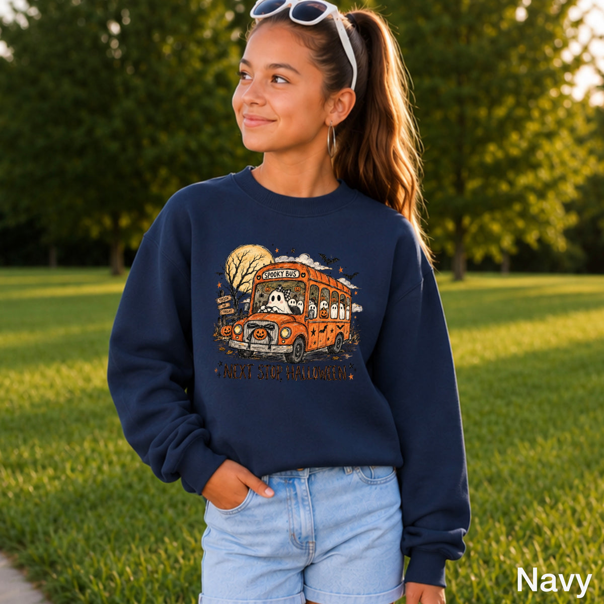 Next Stop Halloween Youth Crewneck Sweatshirt