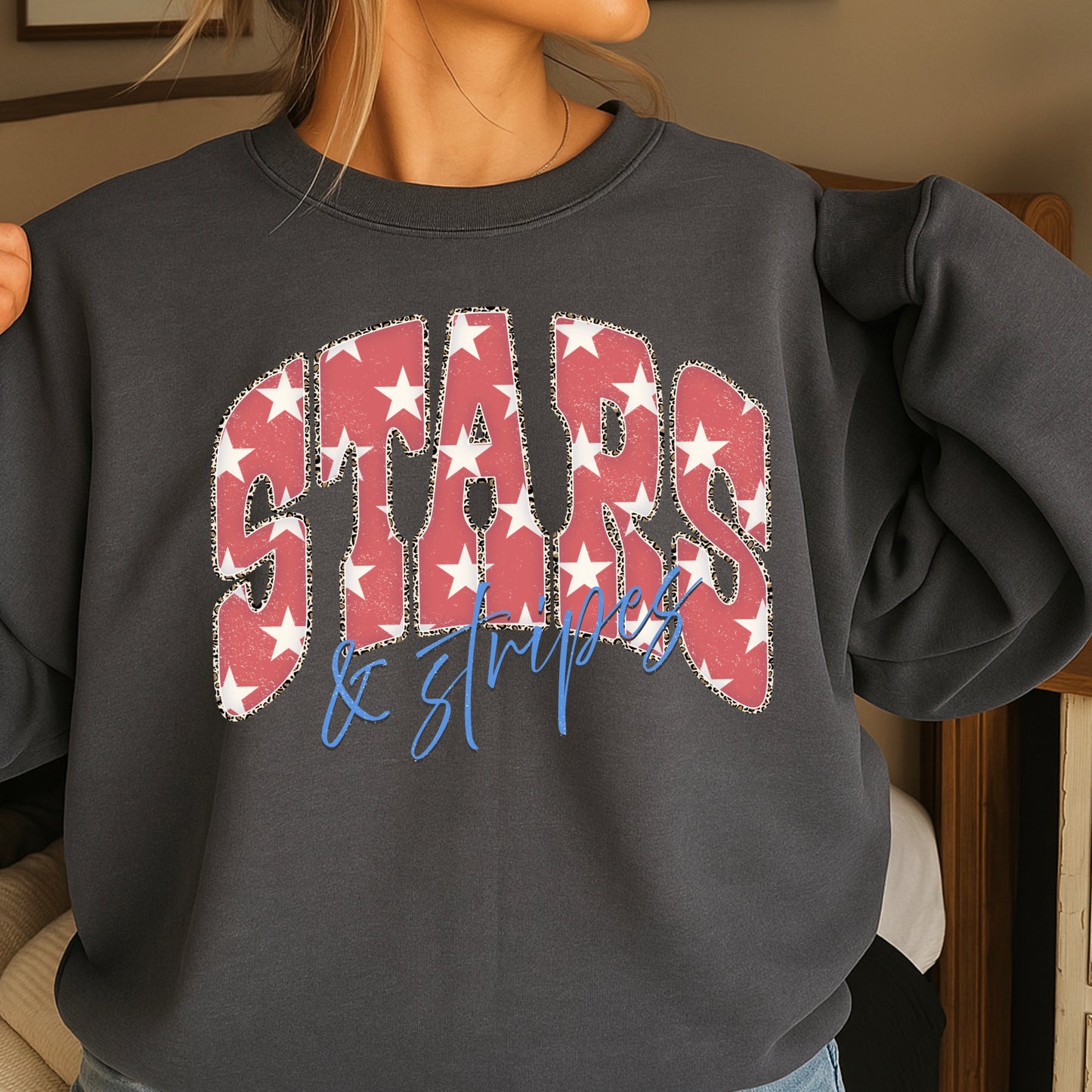 Stars & Stripes July4th Crewneck Sweatshirt