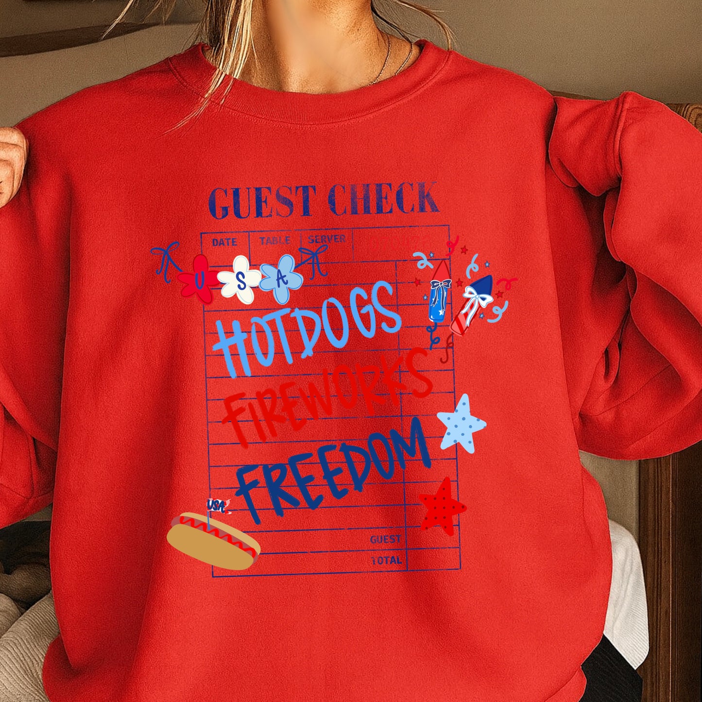 Guest Check July 4th Crewneck Sweatshirt