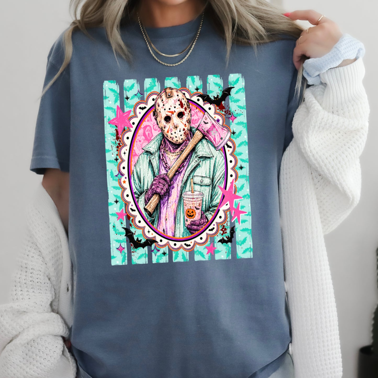 Horror Film Character Halloween Comfort Color Graphic Tee