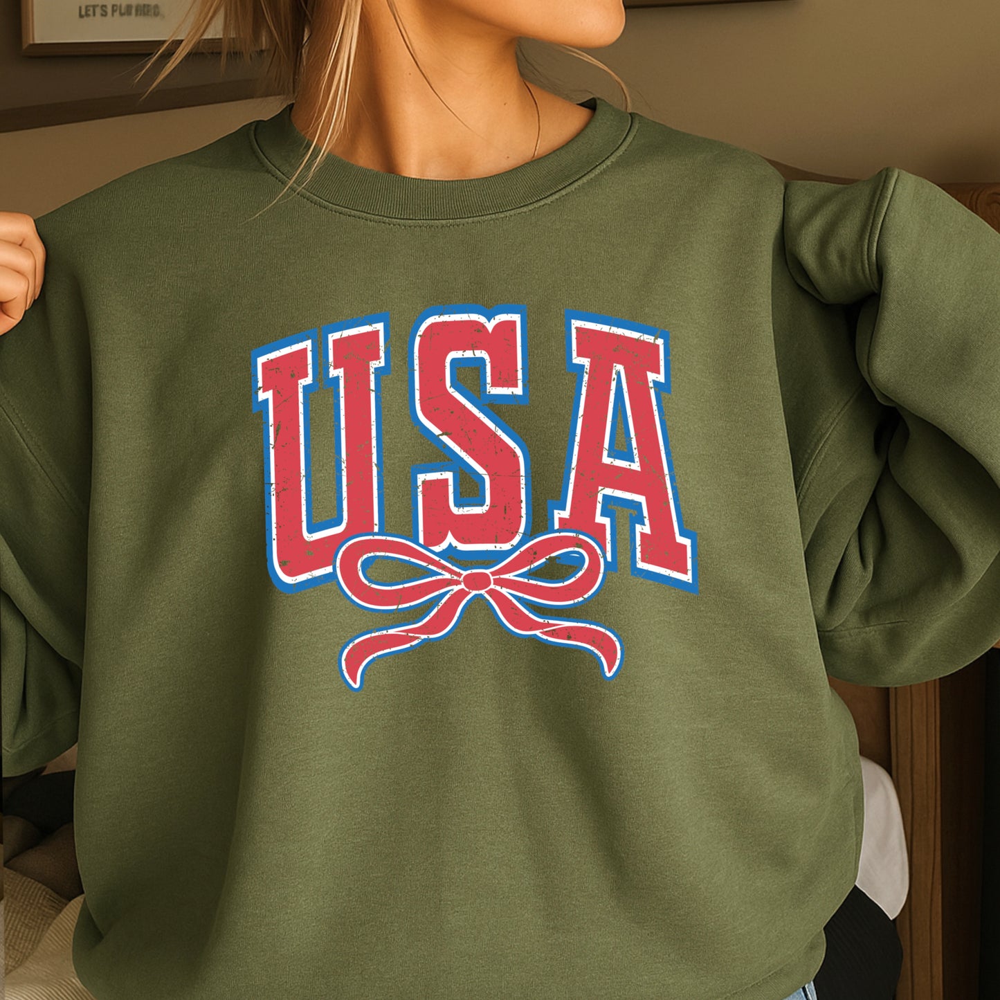USA Coquette Bow Crewneck Sweatshirt