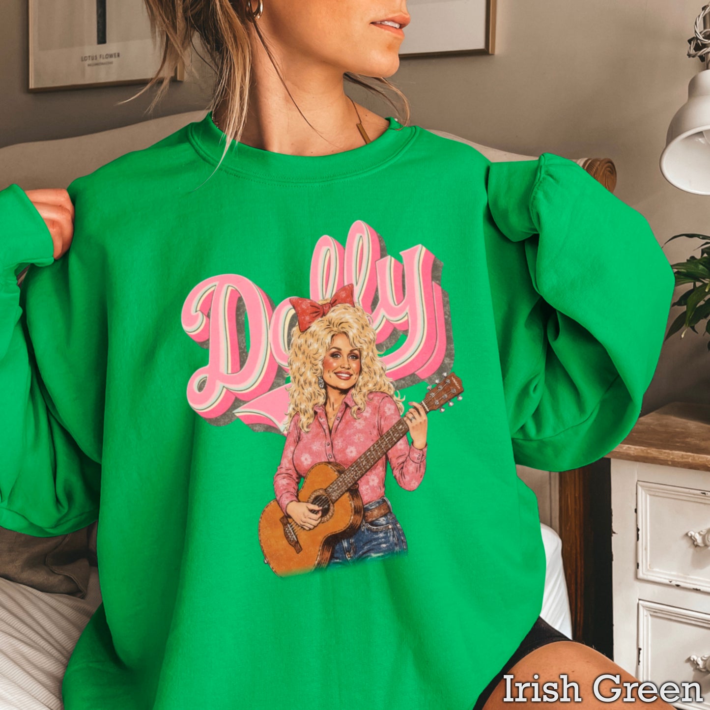 Pink Dolly Guitar Crewneck Sweatshirt