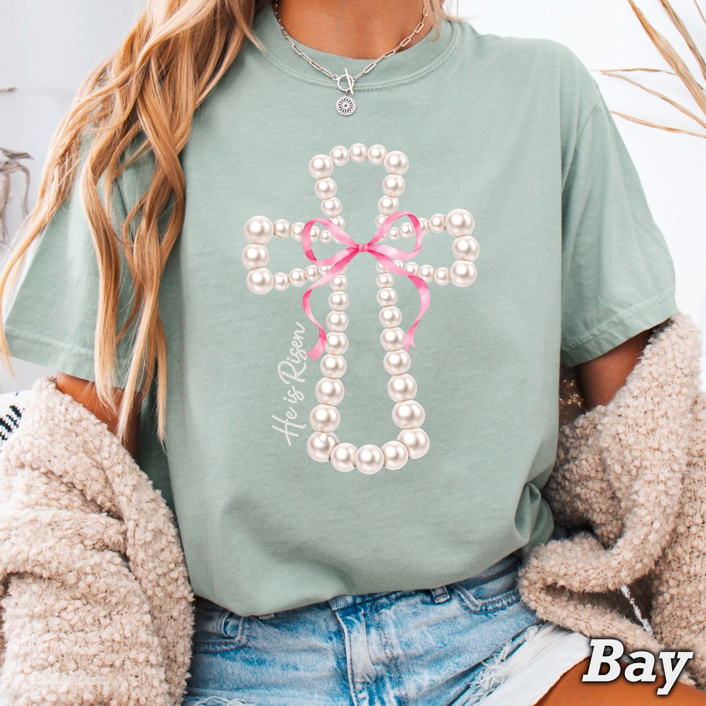 He Is Risen Easter Comfort Color Graphic Tee