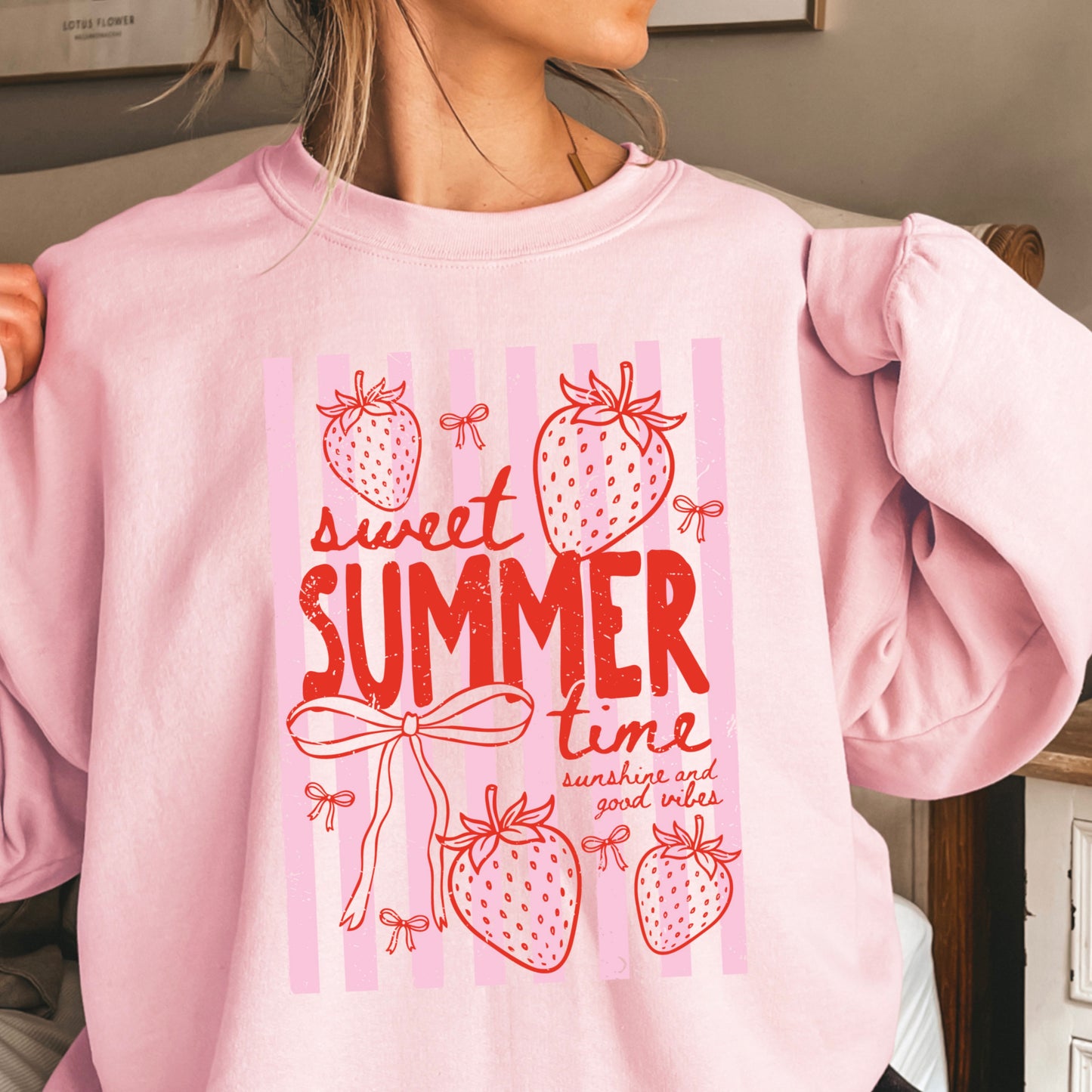 Sweet Summertime Strawberry Crewneck Sweatshirt