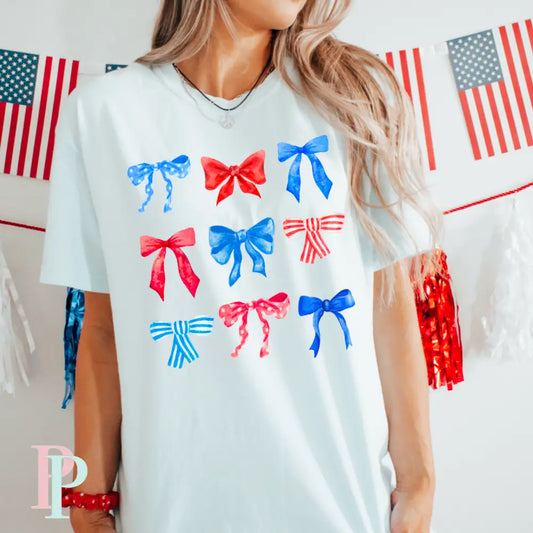 4th Of July Bows Coquette Comfort Color Graphic Tee
