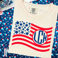 4th Of July Monogram Flag Comfort Color Monogram Graphic Tee