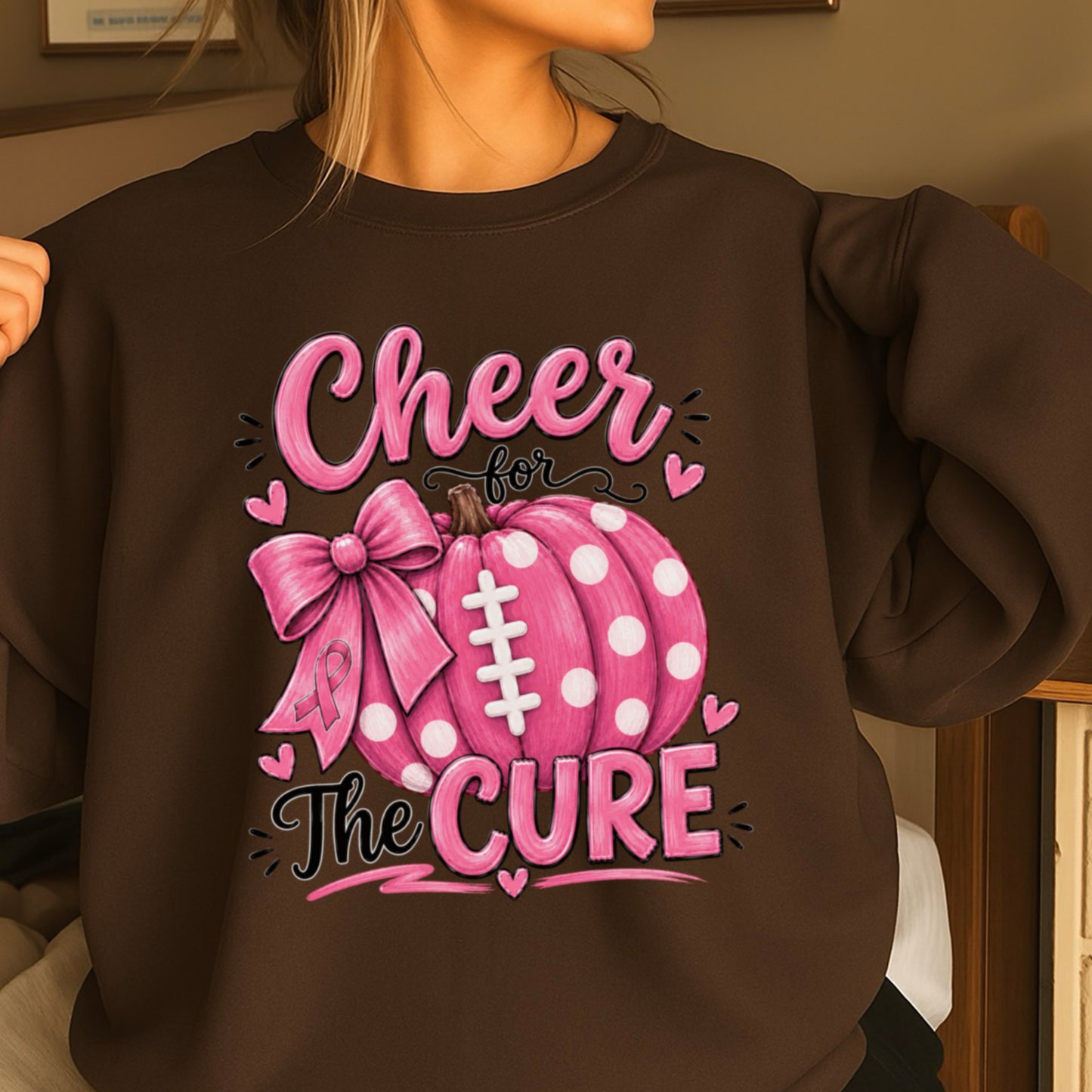 Cheer For The Cure Breast Cancer Crewneck Sweatshirt