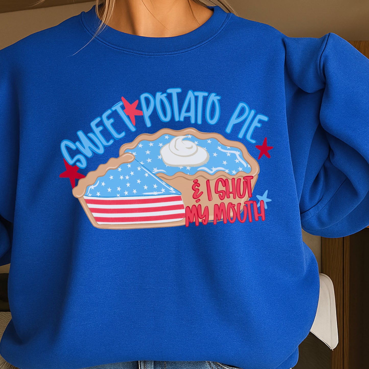 Sweet Potato Pie Patriotic Crewneck Sweatshirt
