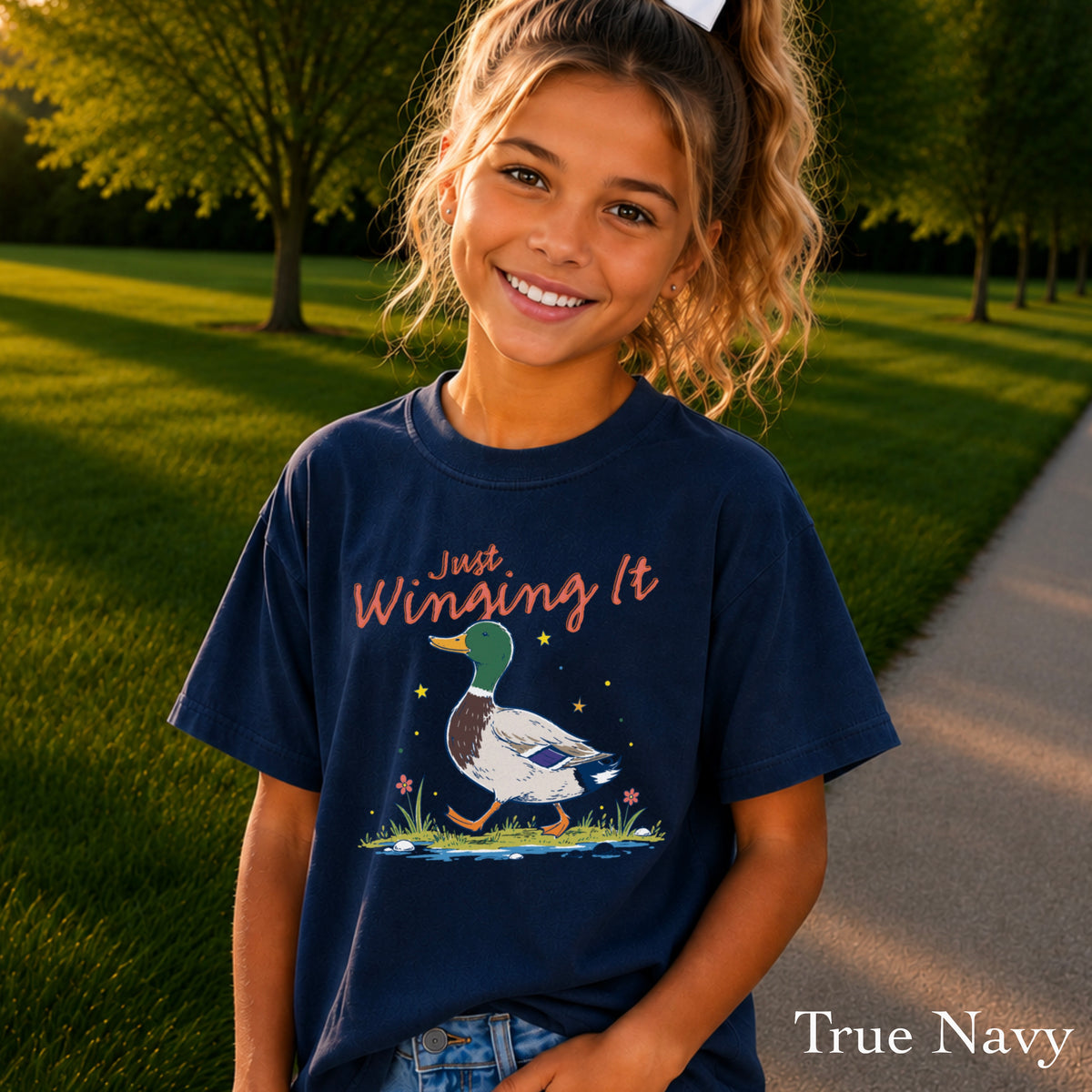 Just Winging It Mallard Duck  Youth Comfort Color T-Shirt