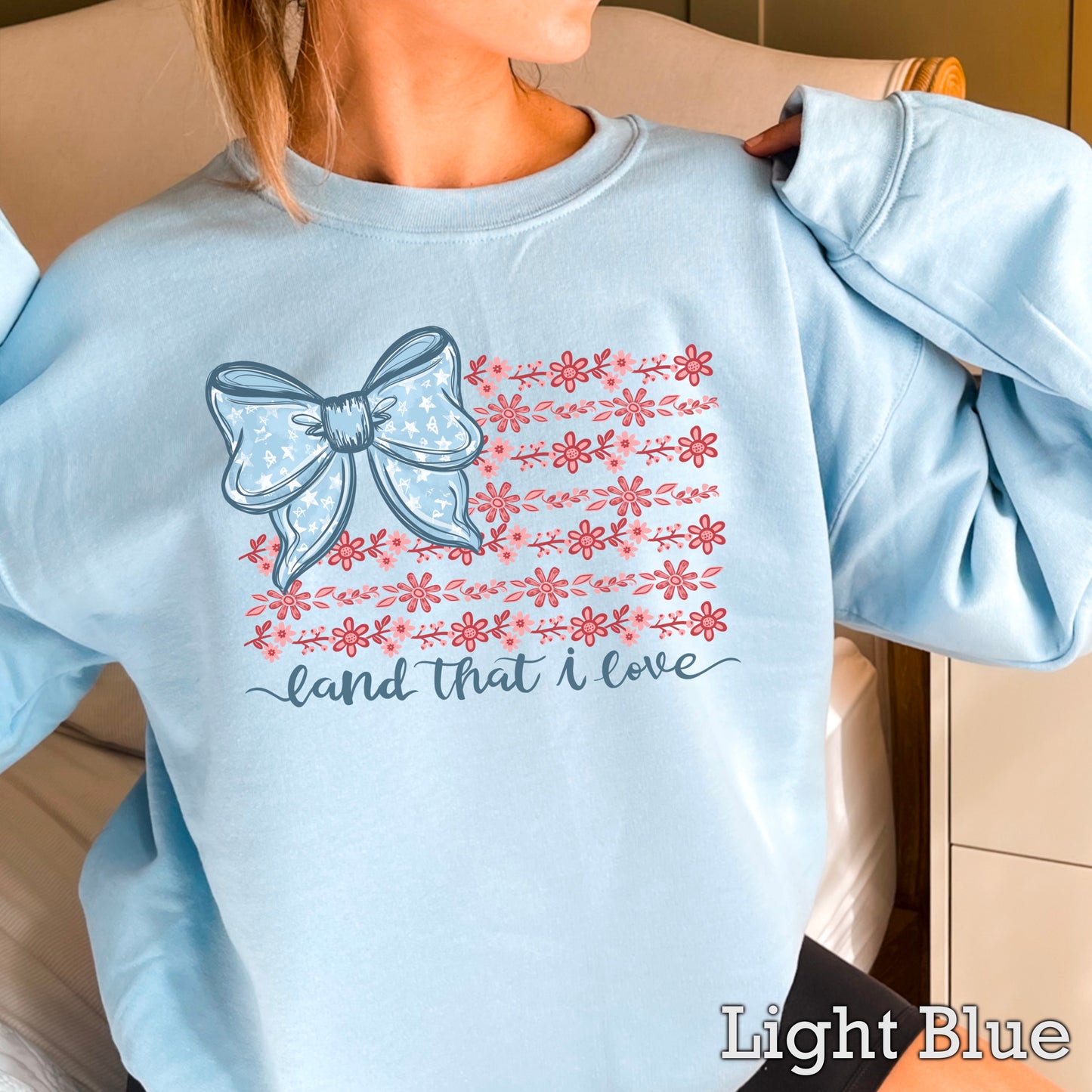 Land Of The Free Patriotic Crewneck Sweatshirt