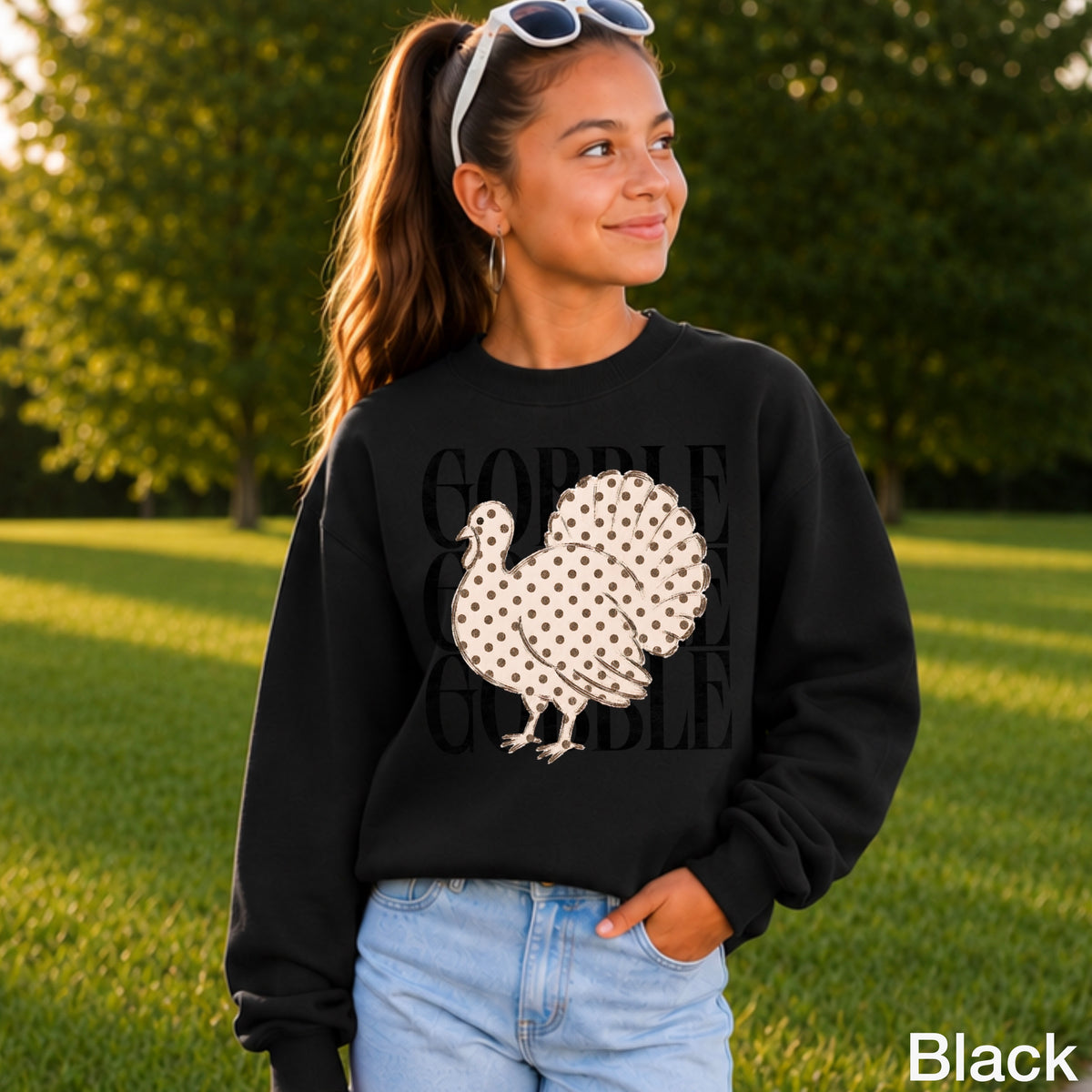 Gobble Thanksgiving Youth Crewneck Sweatshirt