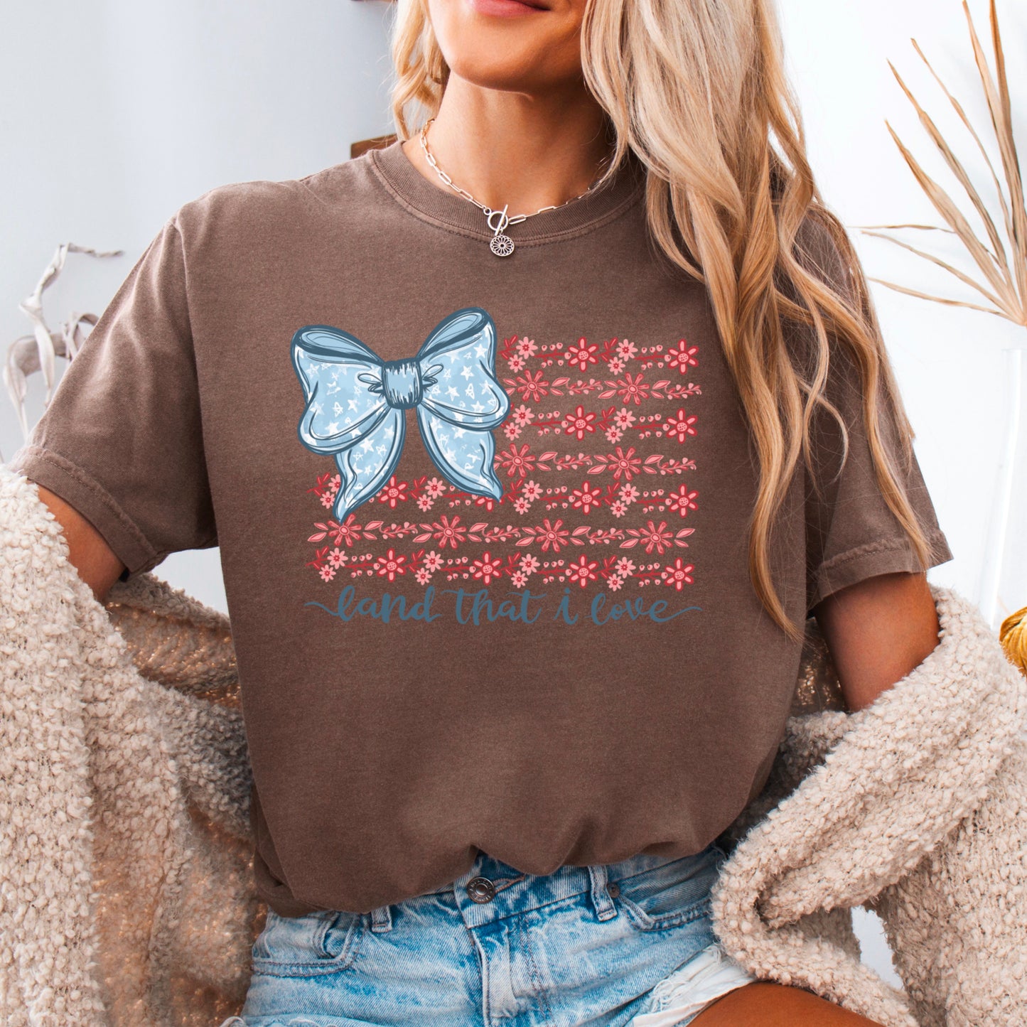 Land Of The Free Patriotic Comfort Color Graphic Tee