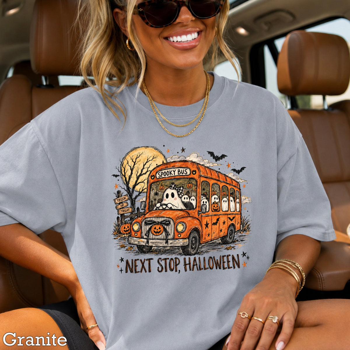 Next Stop Halloween Comfort Color Graphic Tee