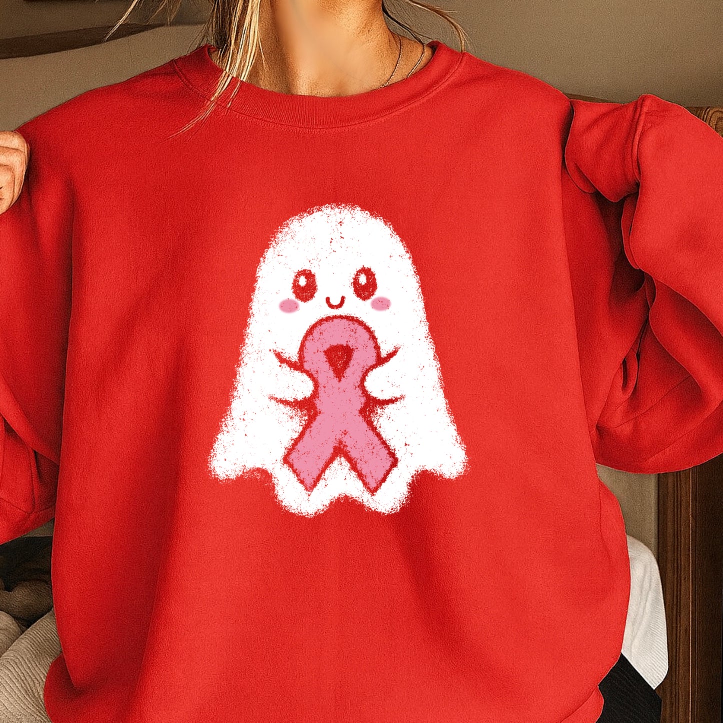 Breast Cancer Ghost Crewneck Sweatshirt