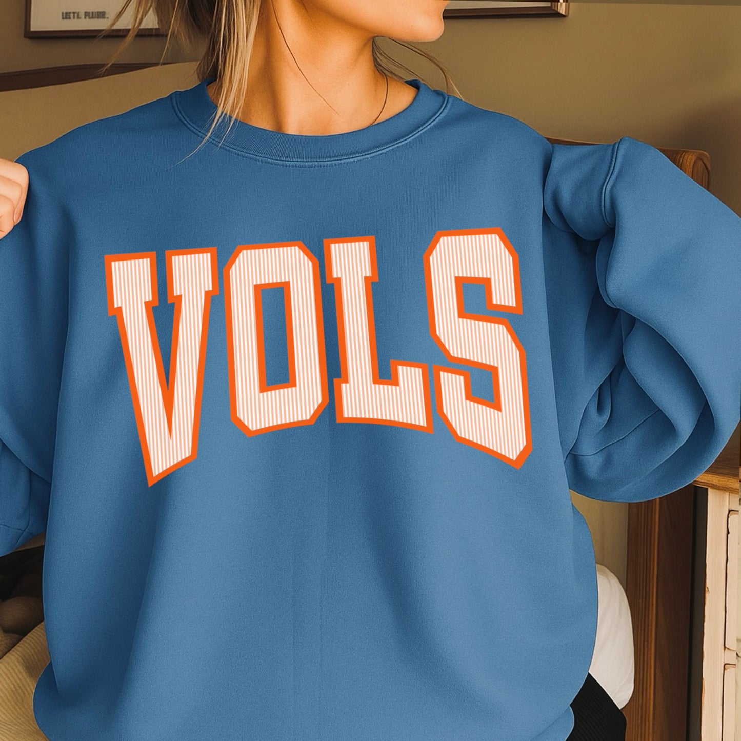 Orange & White College Game Day Crewneck Sweatshirt