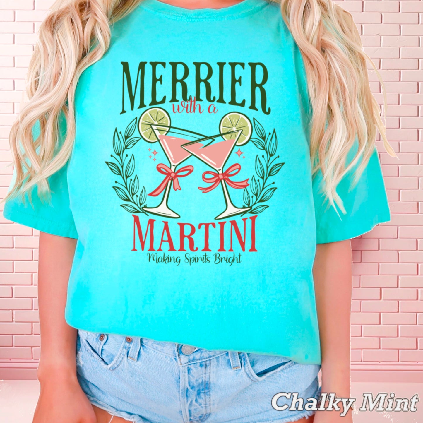 Merrier With A Martini  Comfort Color Graphic Tee