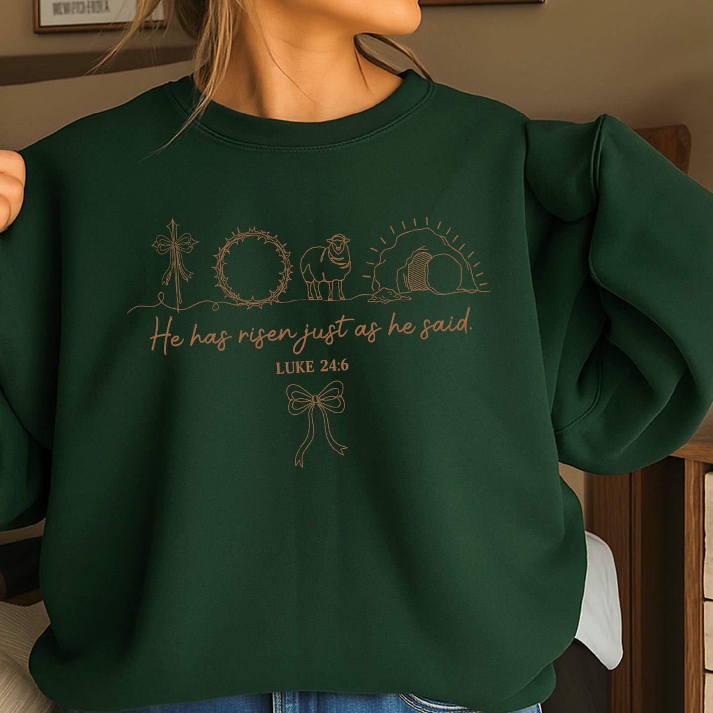 He Is Risen Easter Crewneck Sweatshirt