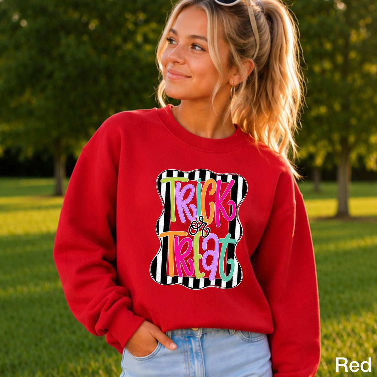 Trick Or Treat Halloween Youth Crewneck Sweatshirt