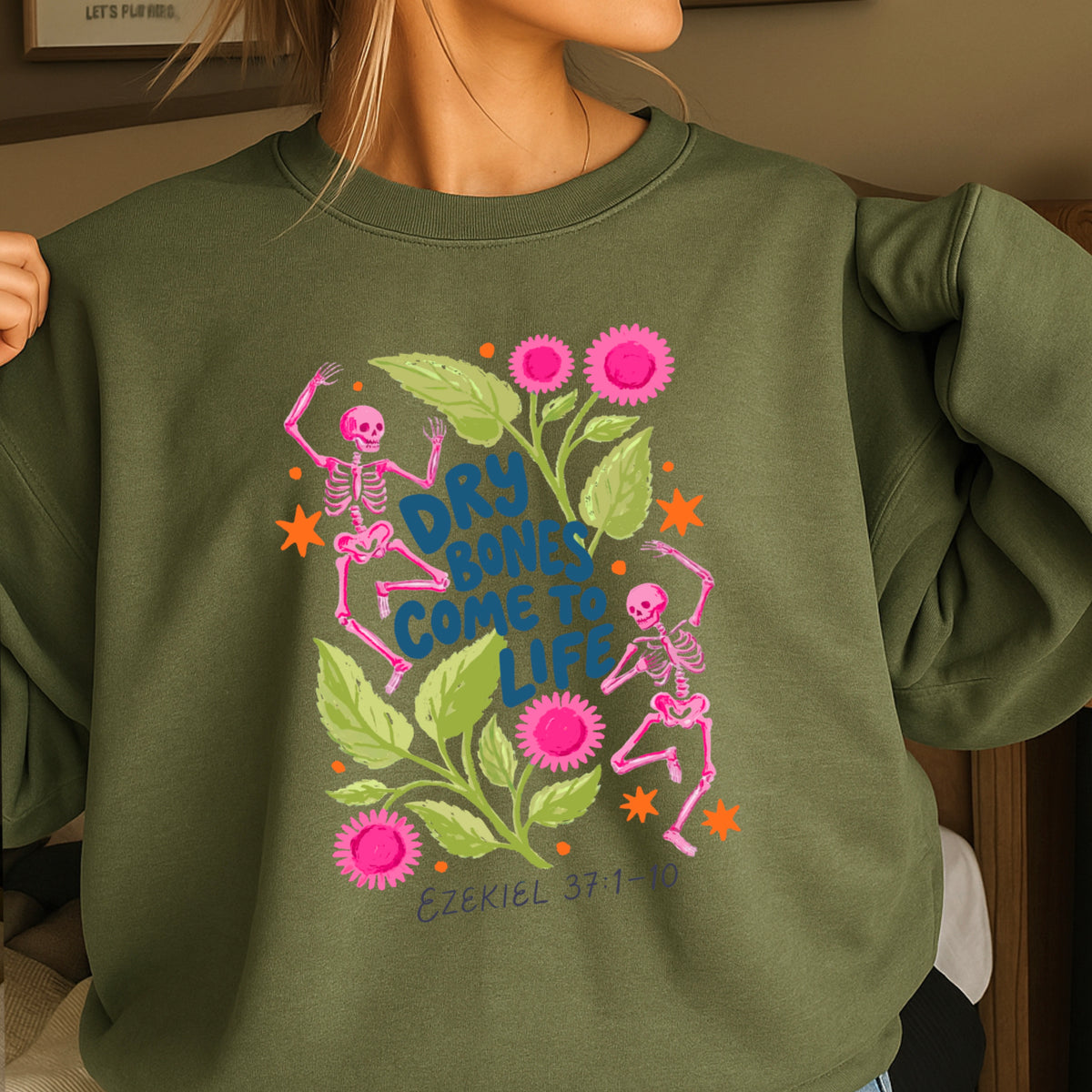 Dry Bones Come To Life Navy Lettering Christian Sweatshirt