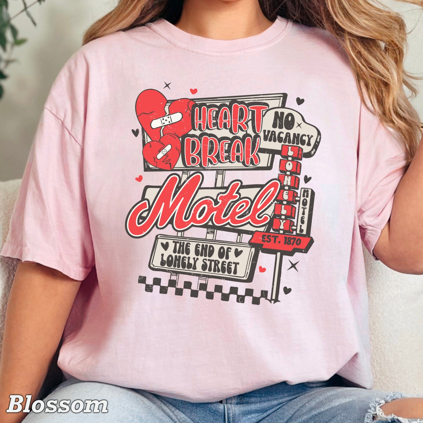 Heart Break Motel Valentine’s Day Comfort Color Graphic Tee