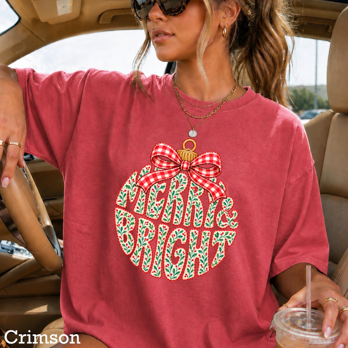 Merry & Bright Christmas Comfort Color Graphic Tee