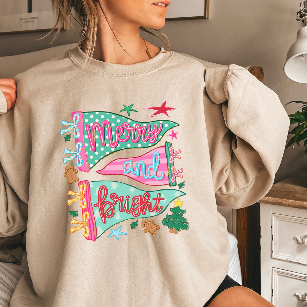 Merry And Bright Christmas Crewneck Sweatshirt