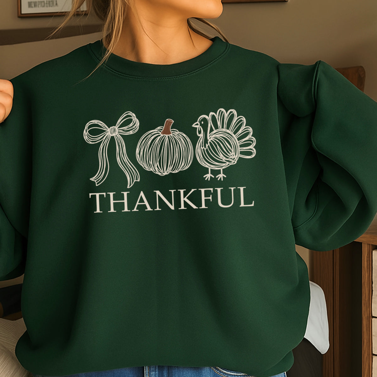Thankful Thanksgiving Crewneck Sweatshirt