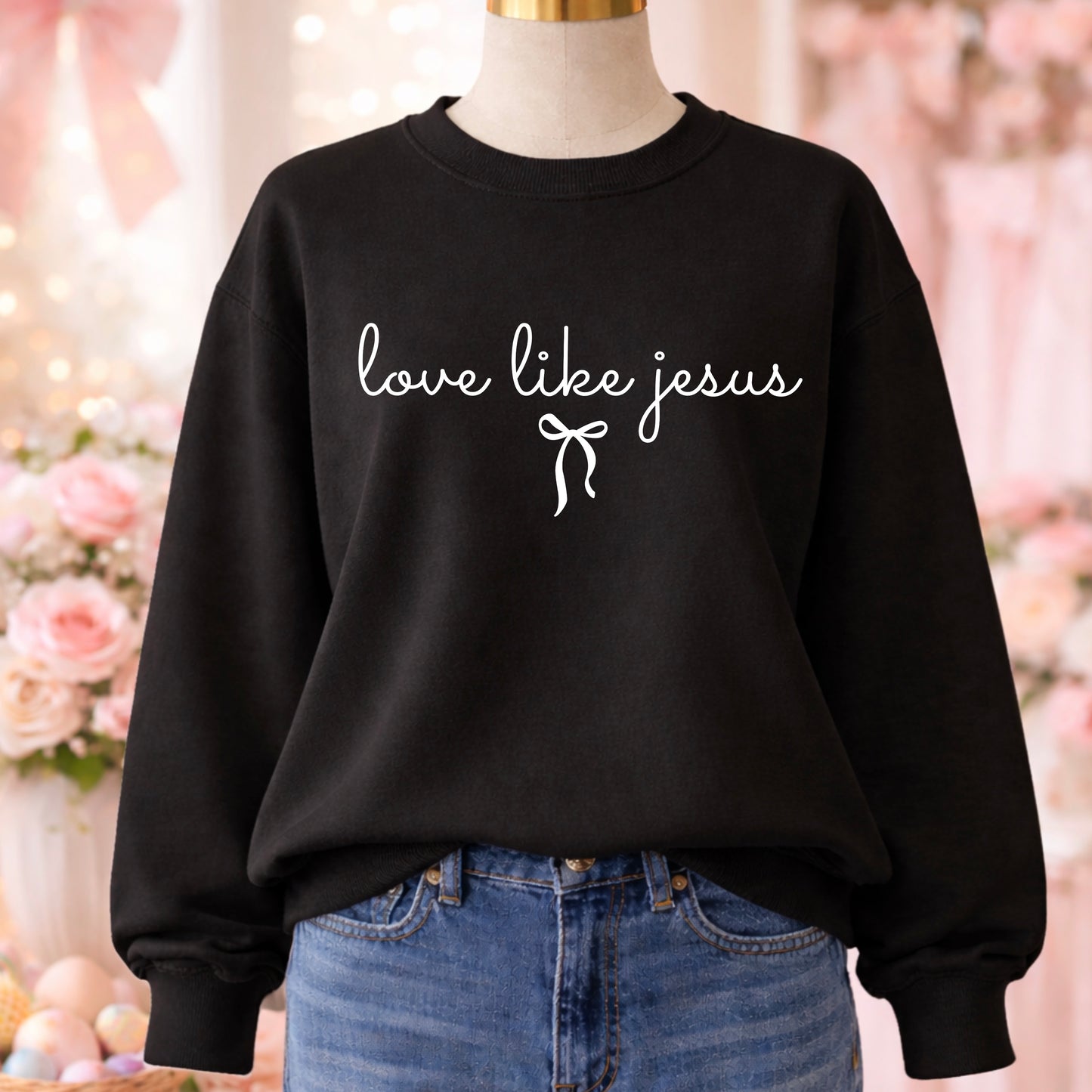 Love Like Jesus Christian Graphic Crewneck Sweatshirt
