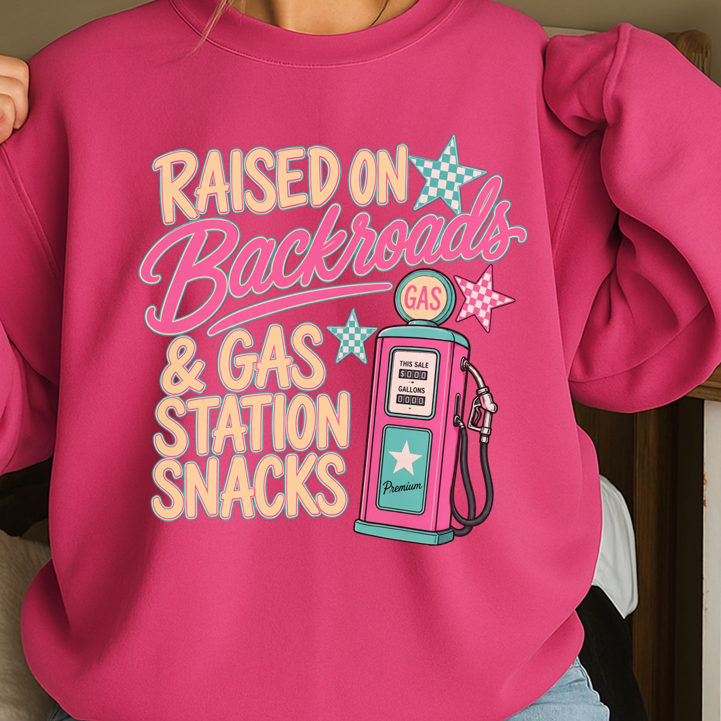 Raised On Backroads & Gas Station Snacks Crewneck Sweatshirt