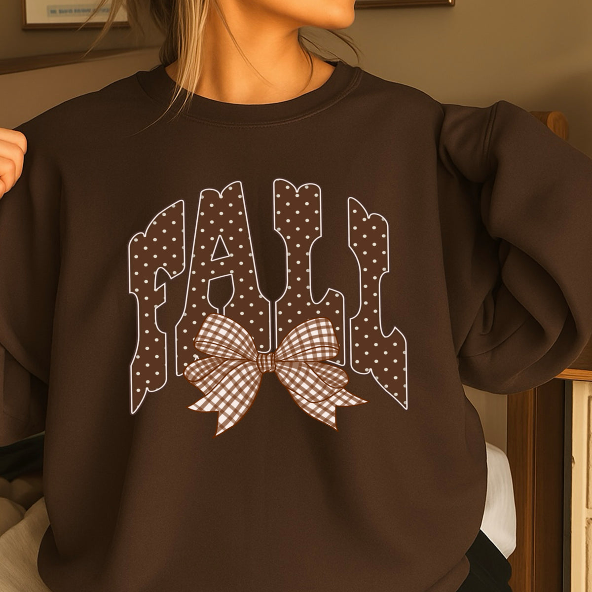 Fall Gingham Crewneck Sweatshirt