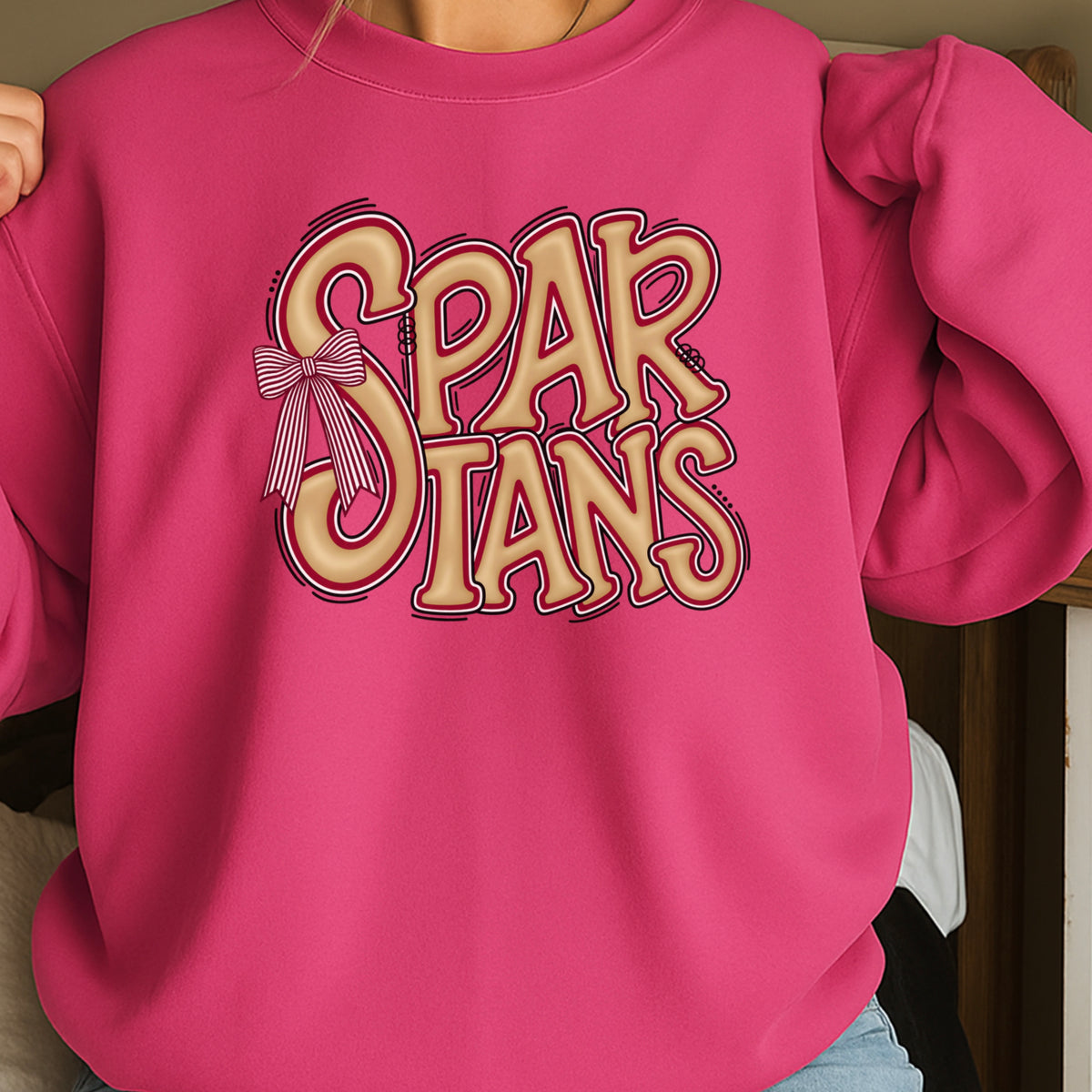 Spartans Coquette Bow Crewneck Sweatshirt