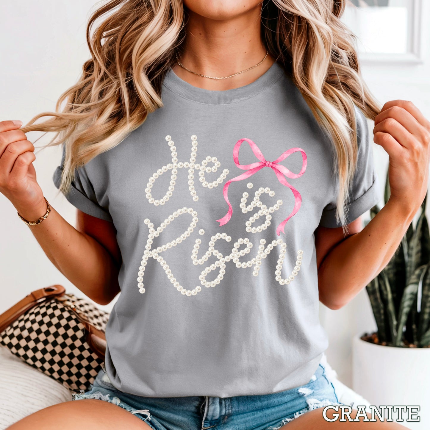 He Is Risen Easter Comfort Color Graphic Tee